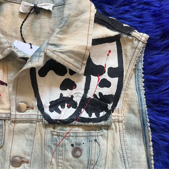 New! Rare FAITH CONNEXION Card Casino Oversized Denim Vest - Picture 3 of 10
